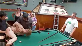 Blonde Fucked Over Pool Table