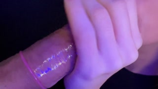 CLOSE UP - 4K HORNY CONDOM BLOWJOB I broke the condom and I take all the cum in my mouth