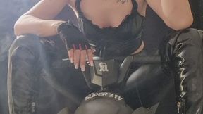 Slow Smoke Seduction – Leather Babe Riding My ATV Toy