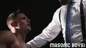 MasonicBoys - Clayton Foster sits on dildos by suited DILF Master