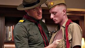 Elder gay scout bareback fucks skinny twink in office