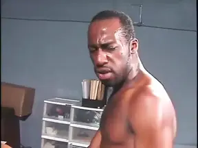 Black dude cums on a light skinned black man's face.