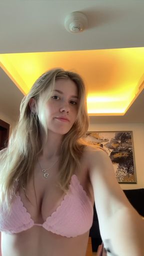 Busty teens show off their big tits in a group setting