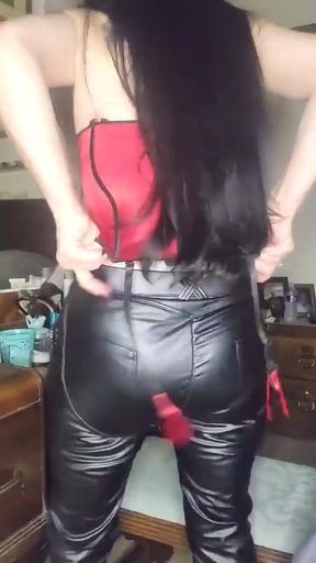 Wet Look Pants Tease &amp; JOI