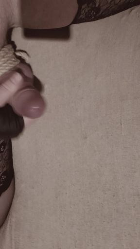 Jizzed in Stockings with Tied Balls