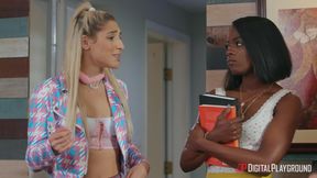 School Lesbian Romance with Black-Haired Brunette Sparks Lust