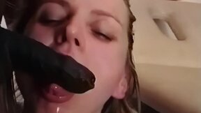 Naughty blondie taking a black shaft