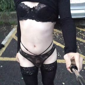 Young Sissy with a Fat Ass Slutwalk in Panties and Stockings!