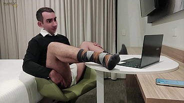 STEP GAY DAD - THE ONLINE OFFICE - CAUGHT JERKING DURING A ONLINE MEETING WITH MY BOSS!