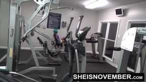 I Make Love With A Horny Stranger I Meet During A Nude Work-Out In The Public Gym, Hardcore Fuck His Cock While He Stand And Taboo Sex On The Treadmill, Hot Ebony Slut Sheisnovember Doggystyle With Big Boobs And Areolas Out By Msnovember