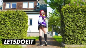 Petite tattooed redhead Jezzicat takes a big cock from an older man