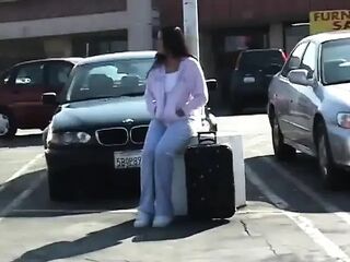 Exotic hottie in fishnet top blows guy's ramrod in advance of this babe rides it