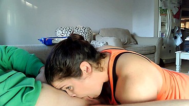 Milf neighbor deepthroats boy next door