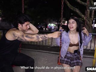 This babe Was Shy But Curious - Playground Interview Turns Into All-Night Anal