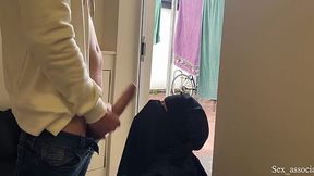 Stranger showed his dick to some girl in hijab and she gave him a blowjob