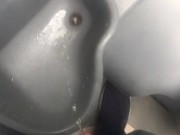 Pissing in a nasty Port a Potty