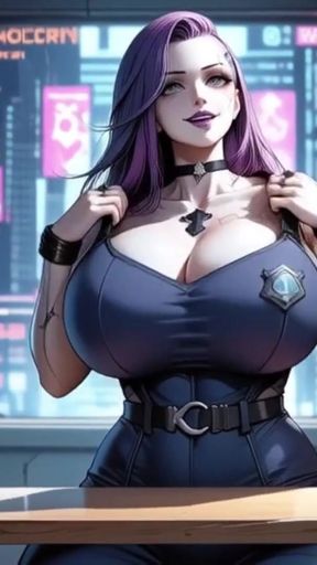 Cyberpunk police woman undress (Ai animation)   Clip 1