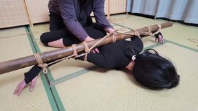 Xr40-a Girl in Black Stocking Is Tied to a Cross