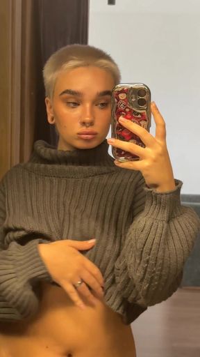 sweater up, skin exposed, need this
