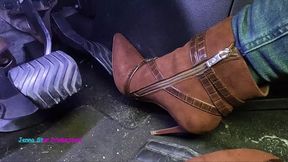 Hard Revving and Fast Driving in my Brown Stiletto Boots 4K