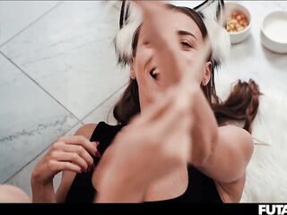 SHEMALE HENTAI Catgirl With Large Shlong Screws Her Slavemaster And Gives Her A Massive Facial