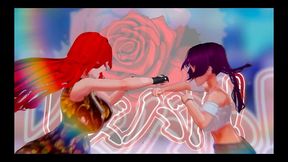 lesbian battle [ bdsm sex game ] ep.1 read head lesbian scissoring and squirting fight !