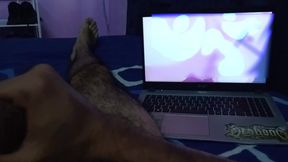 The shy otaku boy masturbates after school to hentai and cums hard