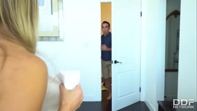 College babe Candice Dare sucks cock and fucked doggystyle in dorm room GP1480