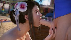 Exclusive Vacation with Sexy Aerith and Tifa: Public Nude Beach Riding(HQ 3D Animation Porn)
