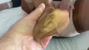 Vgq1 Aunty Sandra in White Girdle, Rht Stockings and Sheer Dress