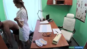 Sexy Nurse Rides her Patients cock on her Office Desk - Fake Hospital