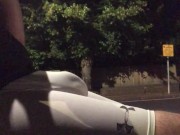 Cigarette Break & a HUGE BULGE on a Busy Road Bench