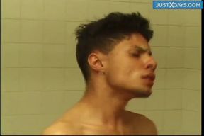 Piss Drenched Bathroom Threesome - Throbbing Cocks Leaking Everywhere