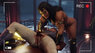 Extremely lonely & turned on Power chick into Outdoor Library Amazed by Wonder Woman's Monster Futa Penis!