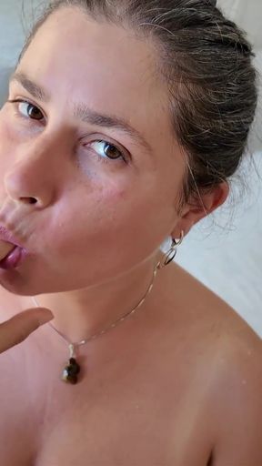stepMom seduced her stepson in a public pool &amp; blowjob   Clip 2
