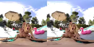 Poolside morning booty gets pounded by a thick dick&#x1F346; in virtual real creampie