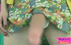 Redheaded shemale pulls on her big dick