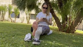 Taking off my sneakers in the park after an afternoon of walking - Goddess Grazi (MP4-HD 1080)