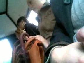 Jerking off in public bus sitting next to three amateur chicks