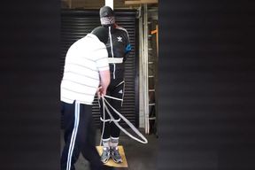 HEAVY BONDAGE SCALLY POLE TIED