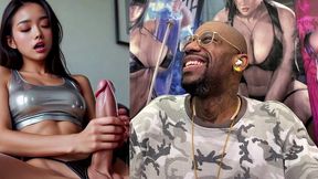 delicious petite transgender asian teen girl jerking off and cumming by herself, ai generated