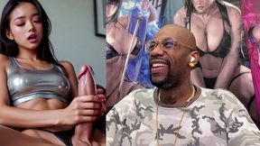 delicious petite transgender asian teen girl jerking off and cumming by herself, ai generated