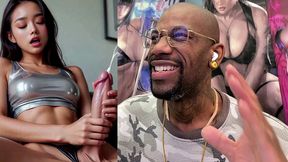 delicious petite transgender asian teen girl jerking off and cumming by herself, ai generated