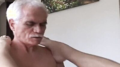 Guy blows that kinky grandpa and gets fucked in the bum