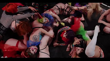 Insane all Clown Orgy, Strap on, Anal play, Rimming Train, Spanking, Paddling