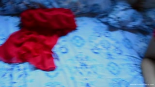 Girlfriend in red lingerie wants her boyfriends dick