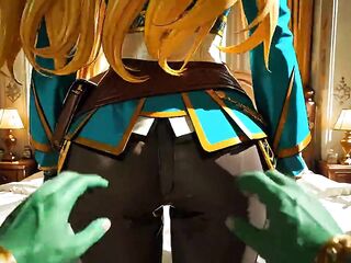 Blindfolded surprise for the Princess Zelda - AI Generated Cartoon