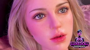 isabella a beautiful blonde real sex doll with big tits filmed in intimate close ups with soft asmr sounds and a big silicone dildo video for an ultra realistic tease.