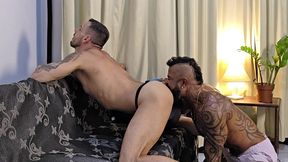 brenno villar & felipe nuru - interracial bareback & massive black cock (part 1)