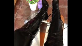 Latex boots shiny